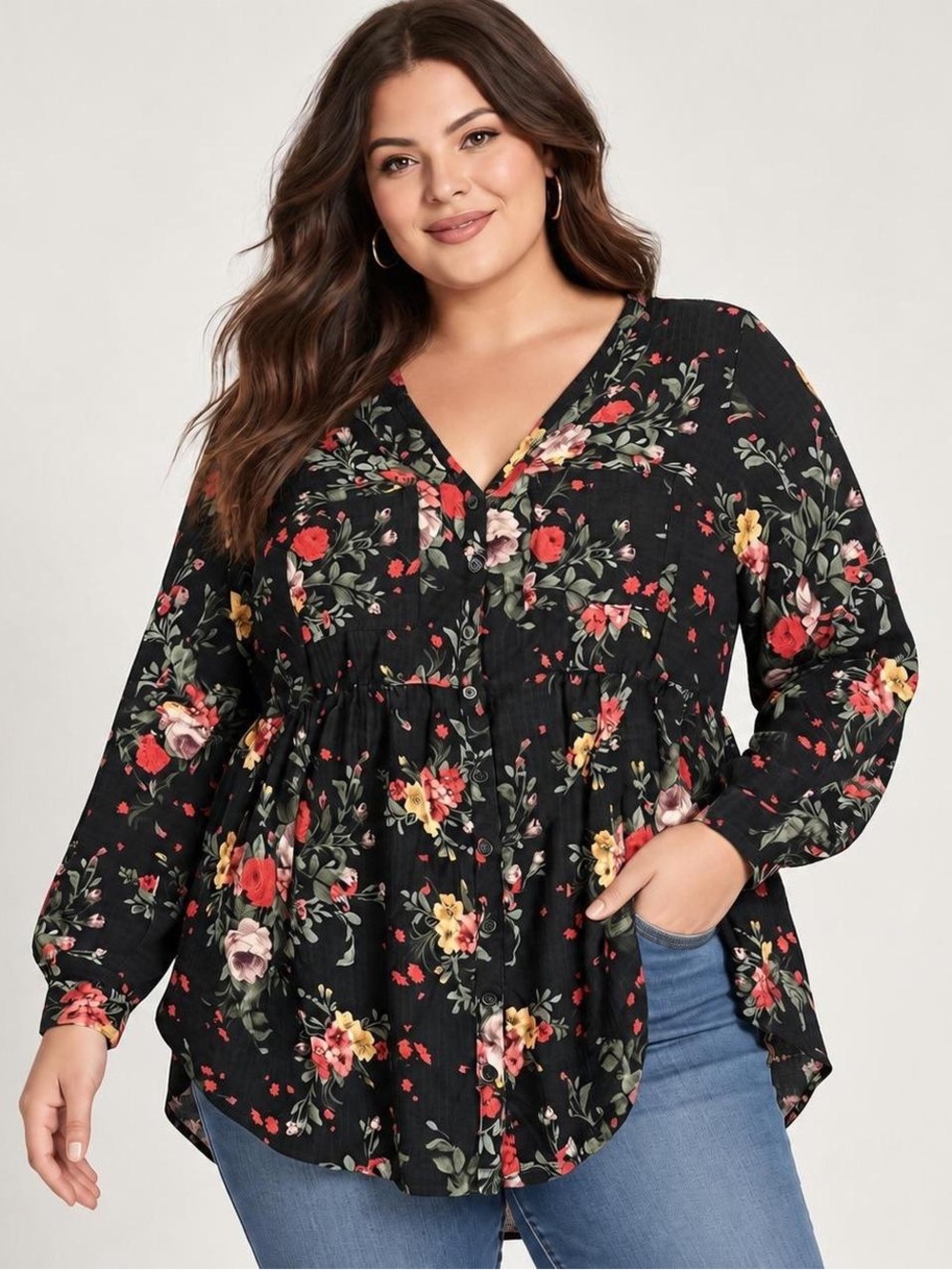 Torrid Emma Crinkle Gauze Long Sleeve Baby doll Tunic Top Size (0)